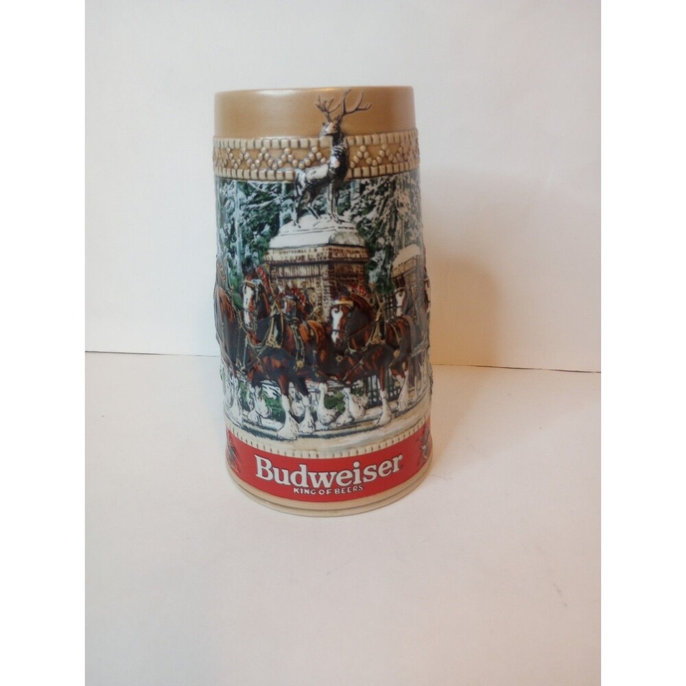 1987 VTG Budweiser Clydesdales Collector's Holiday Beer Stein C Series 3D Effect